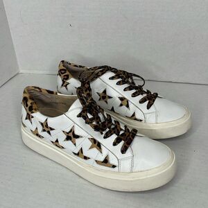 Vaneli Yolen white nappa leather Star cutout calf hair Sneakers